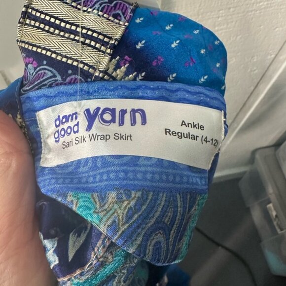 Darn Good Yarn Women’s Blue Silk Sari/ Wrap Skirt One Size NWT - Picture 10 of 11